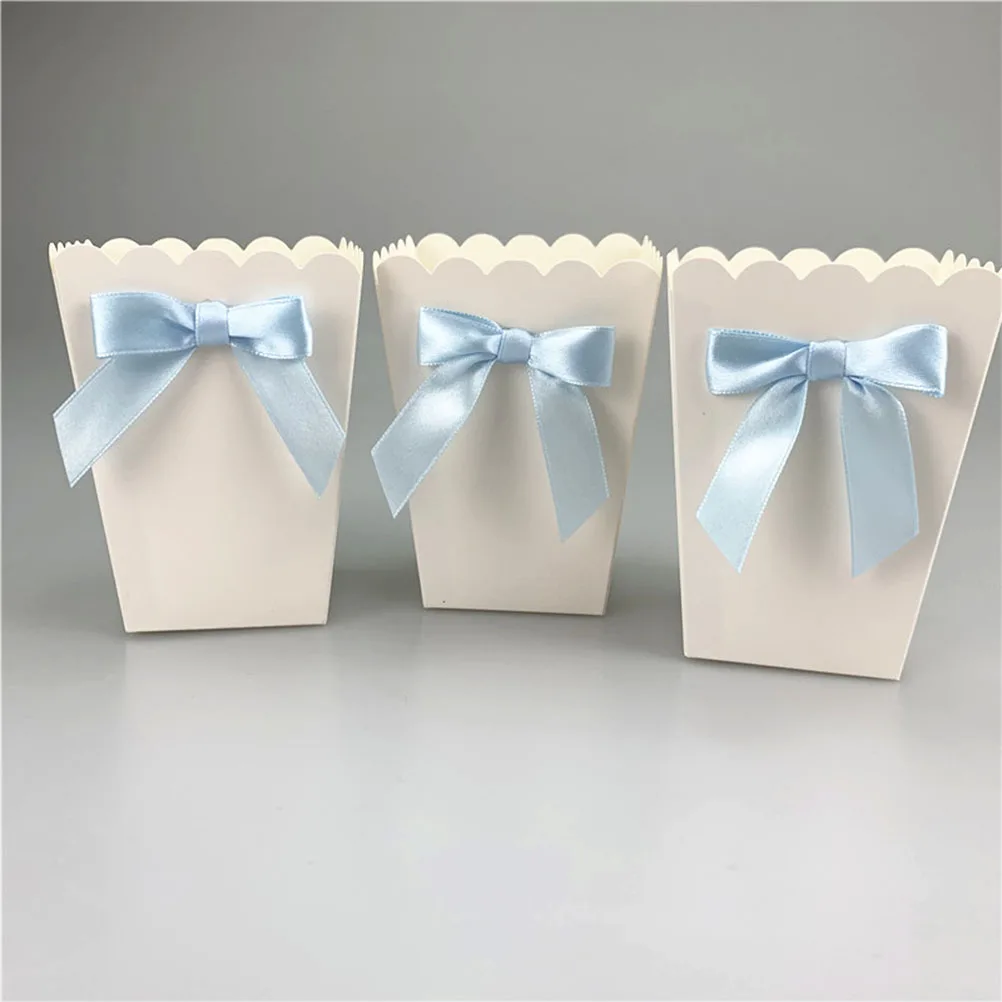 12pc Bow Popcorn Box Party Supplies Paper Popcorn Boxes Bags Candy Snack Treat Boxes Food Container Birthday Baby Shower Wedding