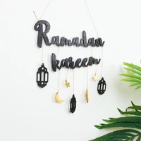 2021 eid mubarak ramadan kareen decor moon and star alphabet pendant wooden craft for ramadan decoration home door hanging