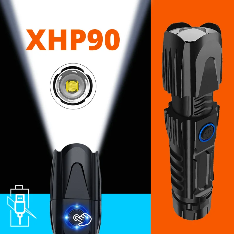 Xlamp XHP90 самый мощный флэш-светильник XHP70 тактический флэш-светильник XHP50 USB Zoom фонарь для охоты 26650 безопасный молоток
