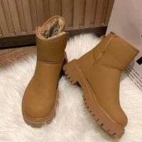 chelsea high boots 2022 new winter women flats shoes warm fur warm snow ankle boots goth chunky short plush casual female boots