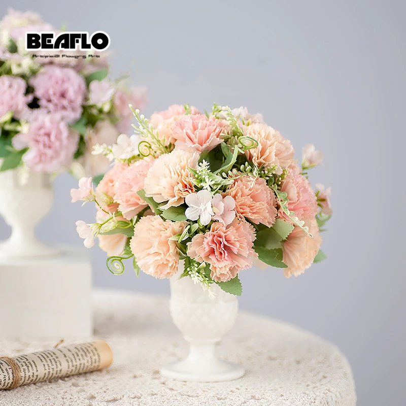 

7Heads Artificial Silk Flowers Carnation Flower Bouquet Flower Decoration Wedding Home Decor Fake Flowers For Mother's Day