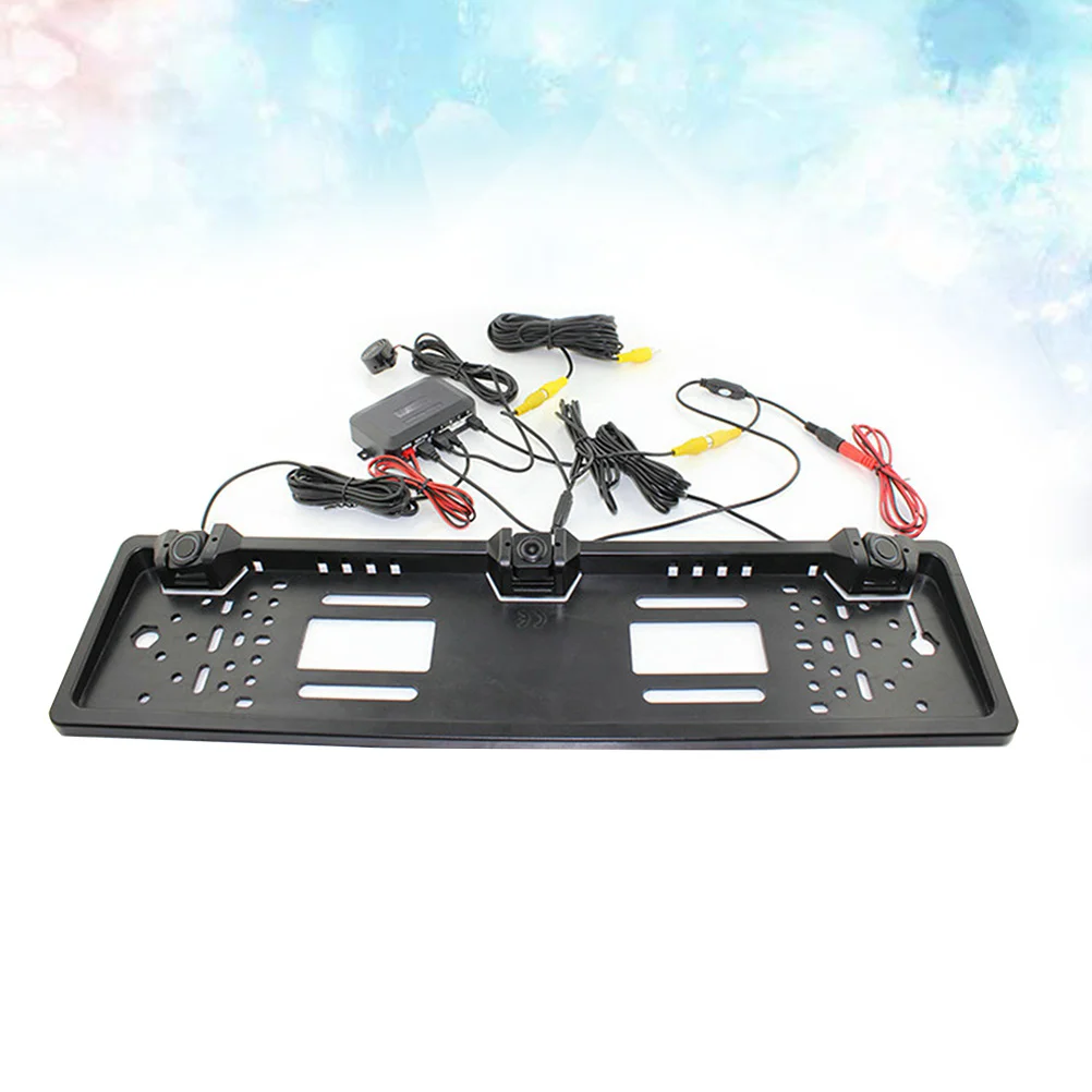 

Car Reversing Parking Sensor System Rear View Backup Camera European License Plate Frame Car Reverse Backup System (Black)