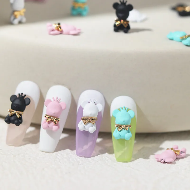 1 шт. металлический медведь украшения для ногтей Лук 3D Подвески макарун DIY Маникюр