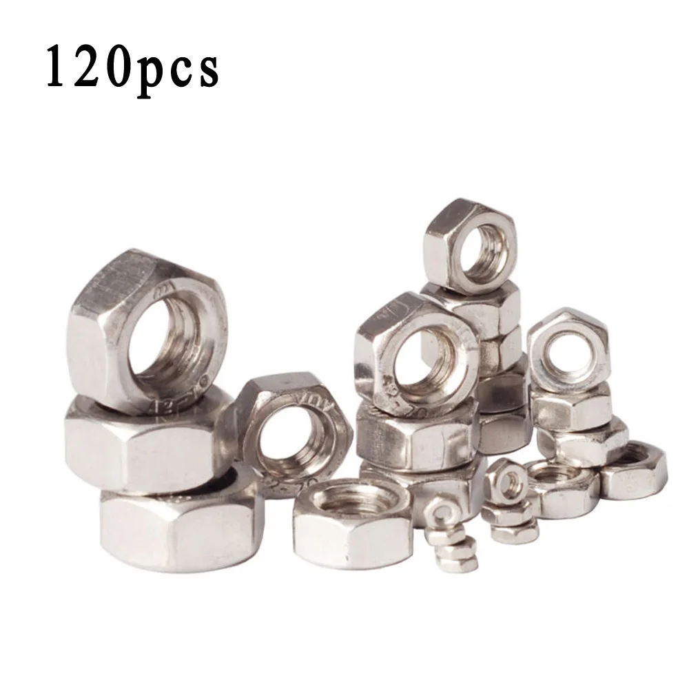 120 шт M2 M6 из нержавеющей стали серебряные шестигранные гайки вставки Ассортимент