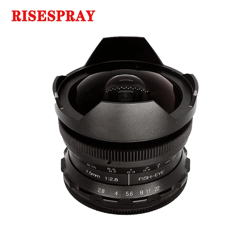 Объектив RISESPRAY 7 5 мм F2.8 рыбий глаз 180 ° для Sony NEX E mount Fuji XF APS C / Panasonic Olympus Macro 4/3