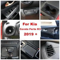 for kia cerato forte k3 2019 2021 water cup holder air ac panel head lamp gear shift cover trim abs carbon fiber accessories