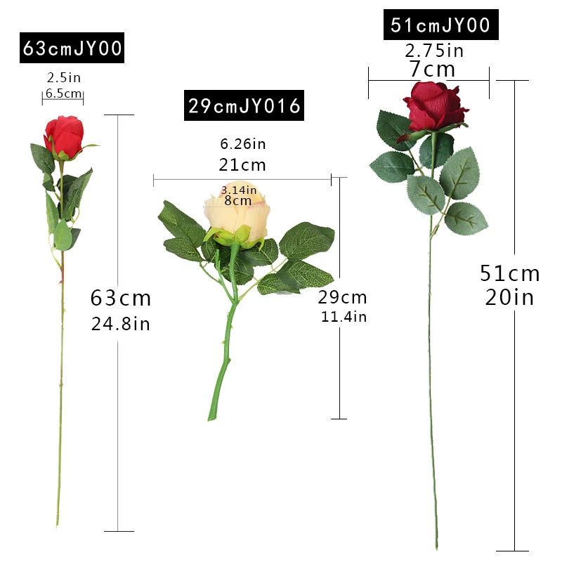 Искусственные цветы 63 см роза шелковый длинный стержень свадебное искусство с