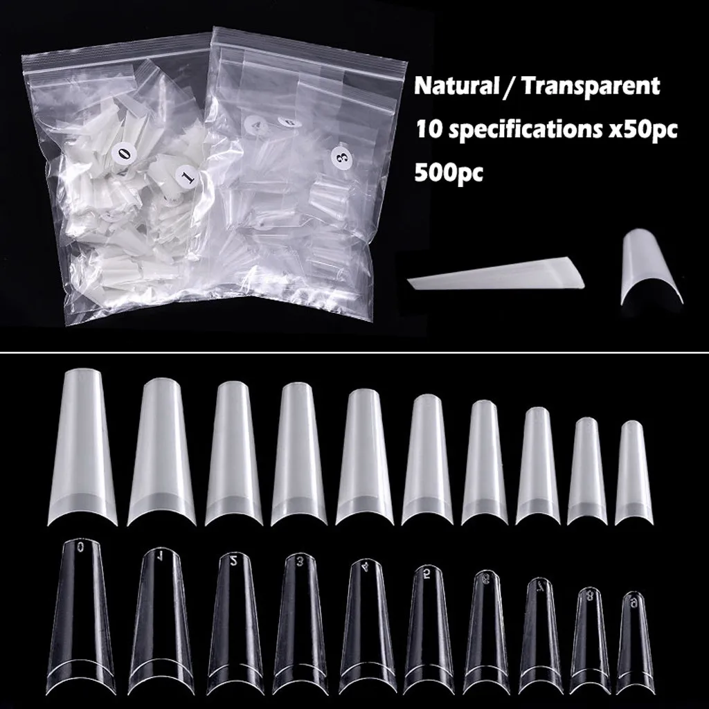 500 шт акриловые накладные ногти плиссированные не трассировка кончик ногтей