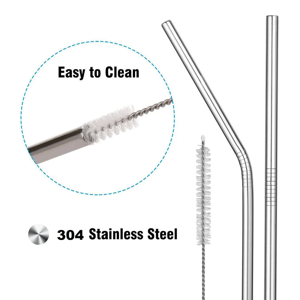 Многоразовые питьевые соломинки с чистящей щеткой 10 шт. портативные
