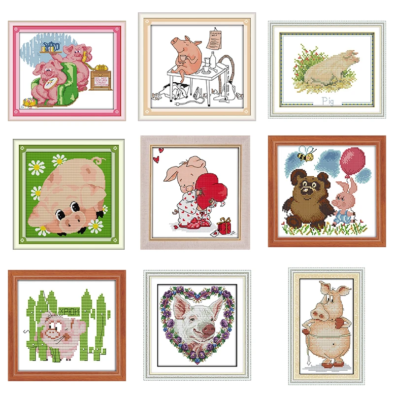 Набор для вышивки крестиком Joy Sunday с изображением маленькой свиньи серии 11CT14CT, домашний декор, Набор для вышивки крестиком