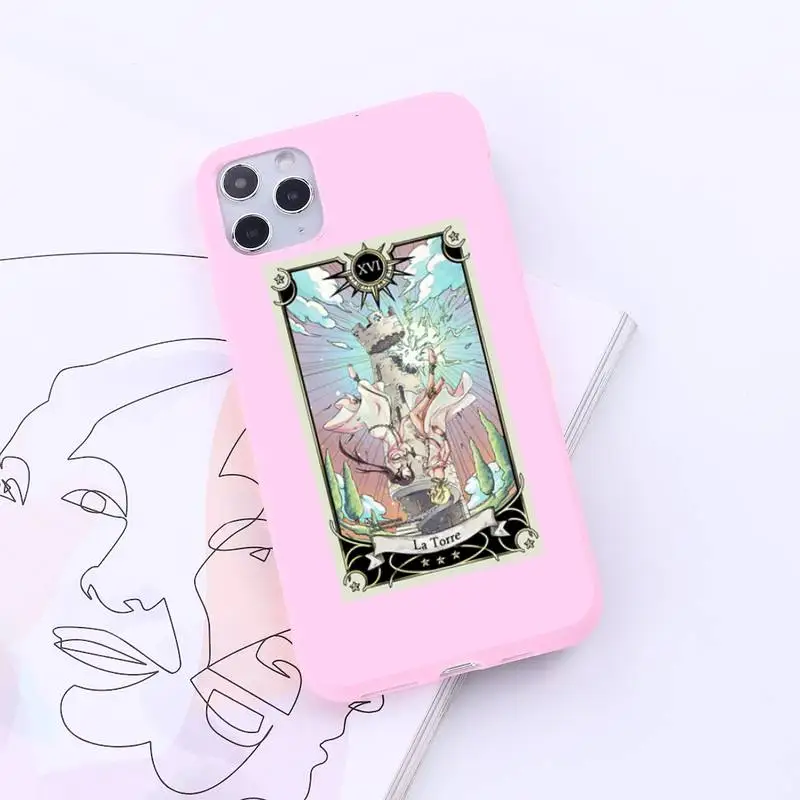 

Egypt mysterious Tarot Card Phone Case Candy Color for iPhone 6 7 8 11 12 s mini pro X XS XR MAX Plus