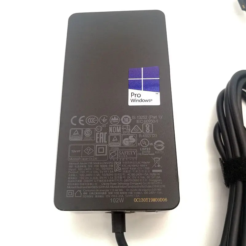 

15V 6.33A 102W Charger For Microsoft Surface Laptop Surface Book 2 Surface Go Surface Pro 6 7 Pro 5 Pro 4 Pro 3 with 5V 1.5A