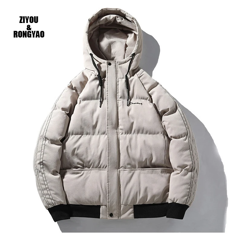 

Мужской пуховик с капюшоном и хлопковой подкладкой, плотная зимняя верхняя одежда, мужское модное пальто, теплая верхняя одежда, пуховые па...