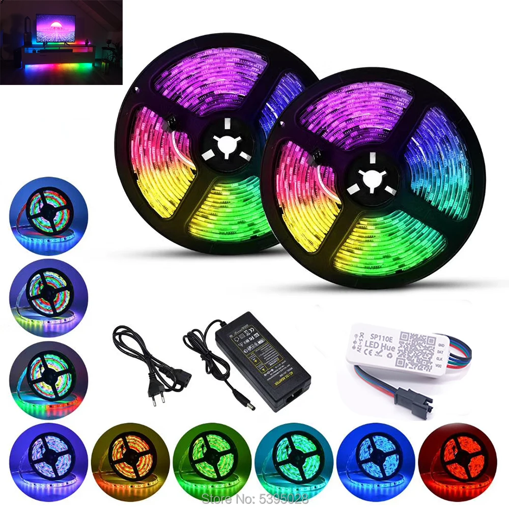 

Комплект Bluetooth-контроллера WS2812B SP110e с чипом питания Rgb5050, умная Пиксельная Светодиодная лента, с поддержкой android и Ios