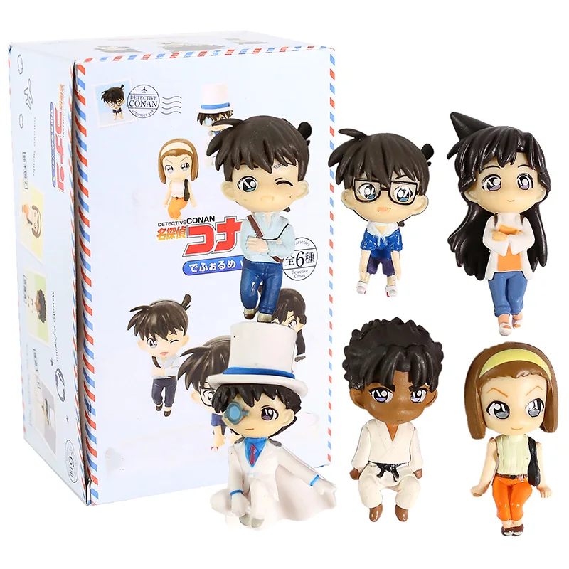 Серия PUTITTO Detective Conan Kudou Shinichi Mouri Ran Kyogoku Makoto Suzuki Sonoko ПВХ Фигурки игрушки 6 шт./компл