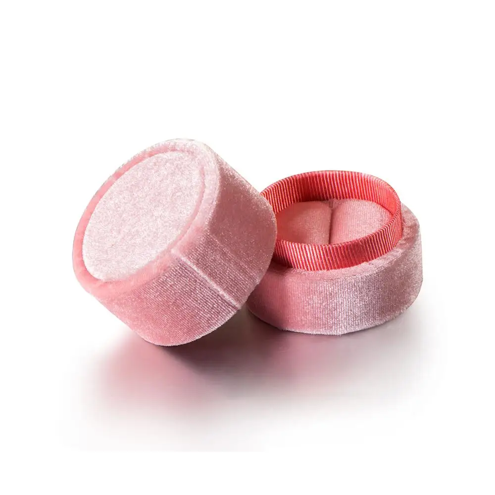 B05Round-Pink-1PC GZXSJG ручной работы бархатные круглые коробки для ювелирных изделий для свадьбы розовый зеленый синий кольца коробки для свадьбы помолвки свадебные подарки упаковка - Цвет: B05Round-Pink-1PC