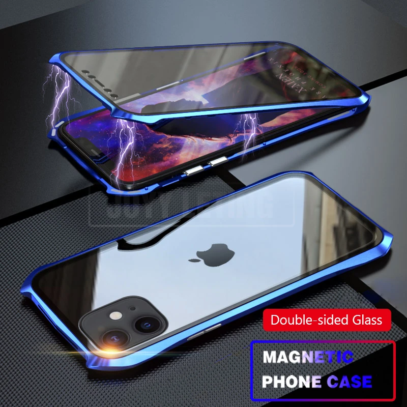 Магнитный адсорбционный чехол для телефона iPhone 11 Pro 360 Max металлический |