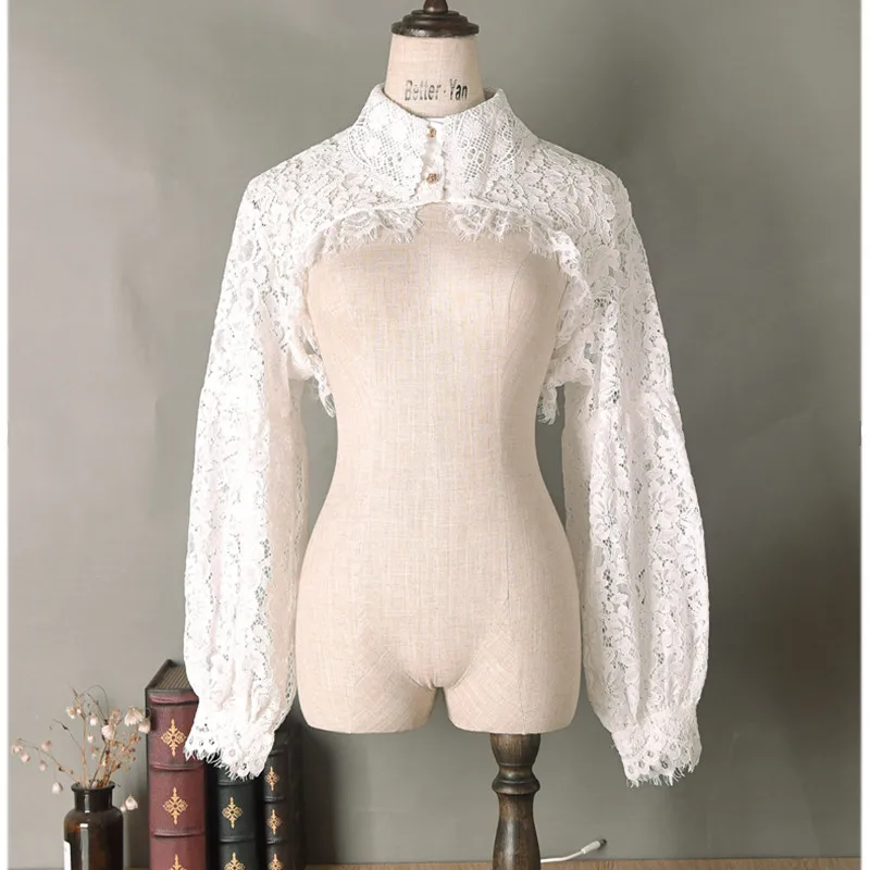 Модная кружевная юбка с воротником Женская Универсальная съемная рукавом на