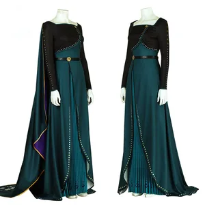 Маскарадный костюм королевы Анны, карнавальный костюм на Хэллоуин, наряд с принтом, зеленый костюм, нарядное платье Вечерние