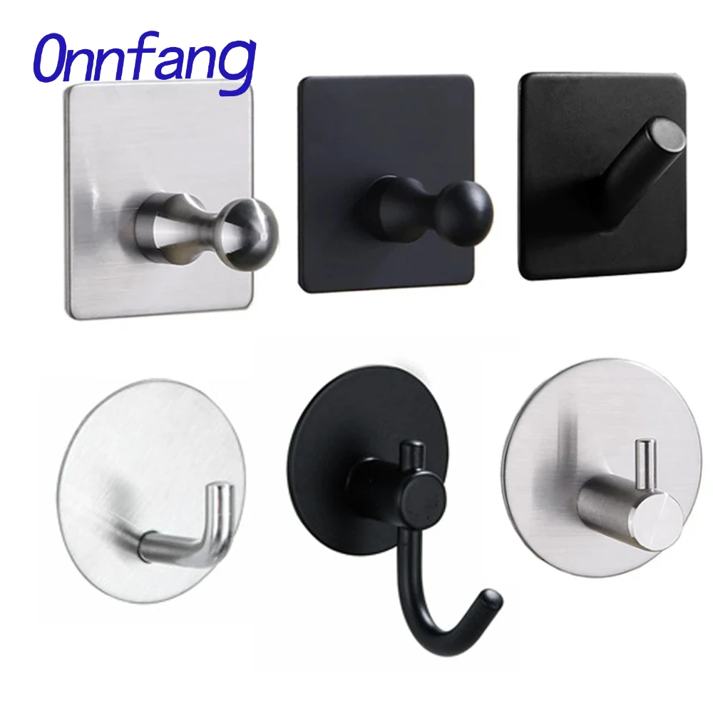 

1pcs Punch-Free Home Hooks Genuine 304 Stainless Steel kitchen Door Hanger Wall Hooks Hanger Self Adhesive Robe Towel Hook