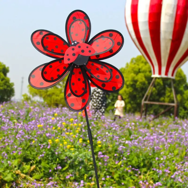

97BC Kids Toy Double Layer Beetle Windmill Wind Spinner Pinwheel Home Garden Yard Decoration Outdoor
