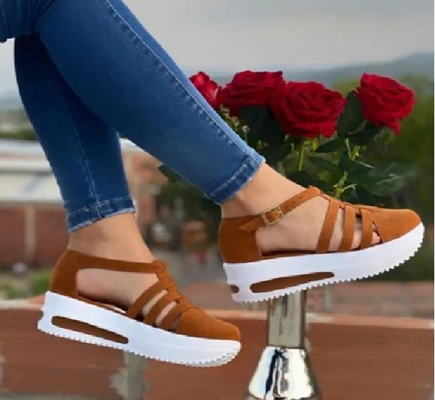 

2021 Summer Wedges Shoes for Women Open Toe Beach Female Sandals Multicolor Slingback Sandals Platform Ladies Sandals Plus Size