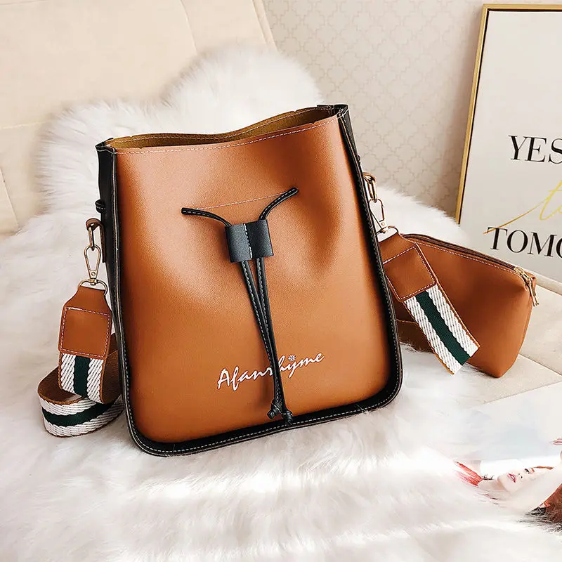 

Женская сумка-мессенджер через плечо из искусственной кожи, винтажная коричневая композитная сумка-мешок