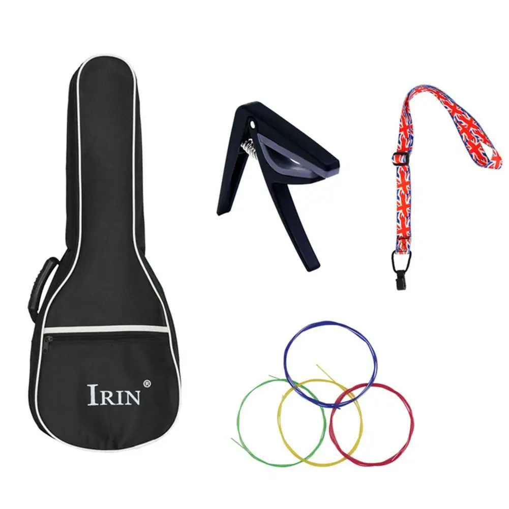 

4 шт. набор укулеле хлопок спальный мешок для 21/23/26 дюймов Гавайская гитара + U104 строка флаг + Стиль ремень + Капо нежный укулеле Набор музыкаль...