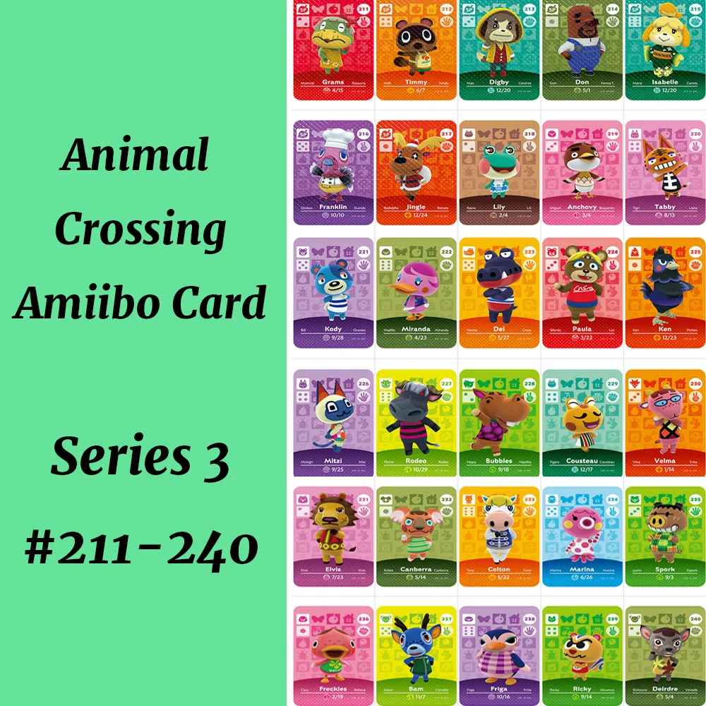 Карточная карта Amiibo для животных серии 3 (211 240) NS карточная карточка работа игр