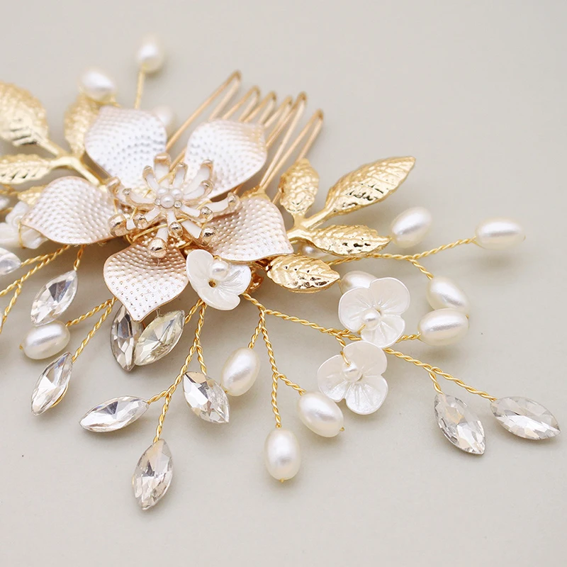 Женская заколка для волос с кристаллами жемчужинами и цветами | Украшения