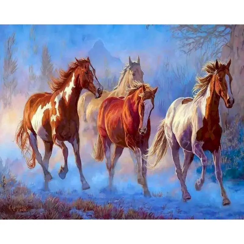 

GATYZTORY 60x75cm Animal Paint By Numbers Kits On Canvas Hourse DIY Frameless Coloring By Numbers For Adult Room Decoration