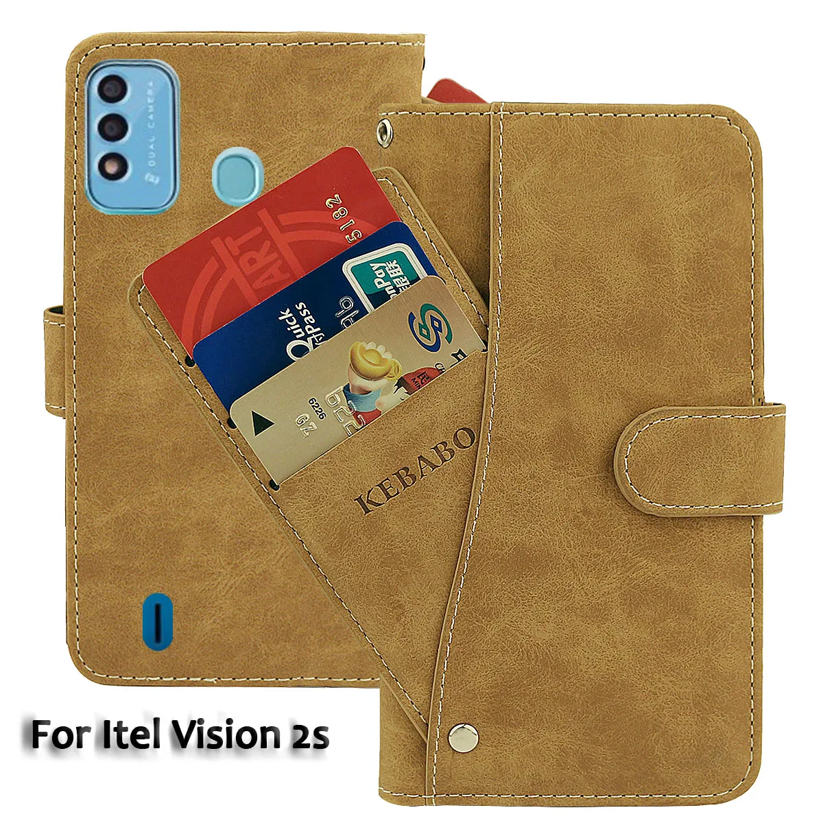 

Винтажный кожаный кошелек Itel Vision 2s, чехол 6,52 дюйма, роскошный флип-чехол с отделениями для карт, Магнитный защитный чехол для телефона, s-сумк...