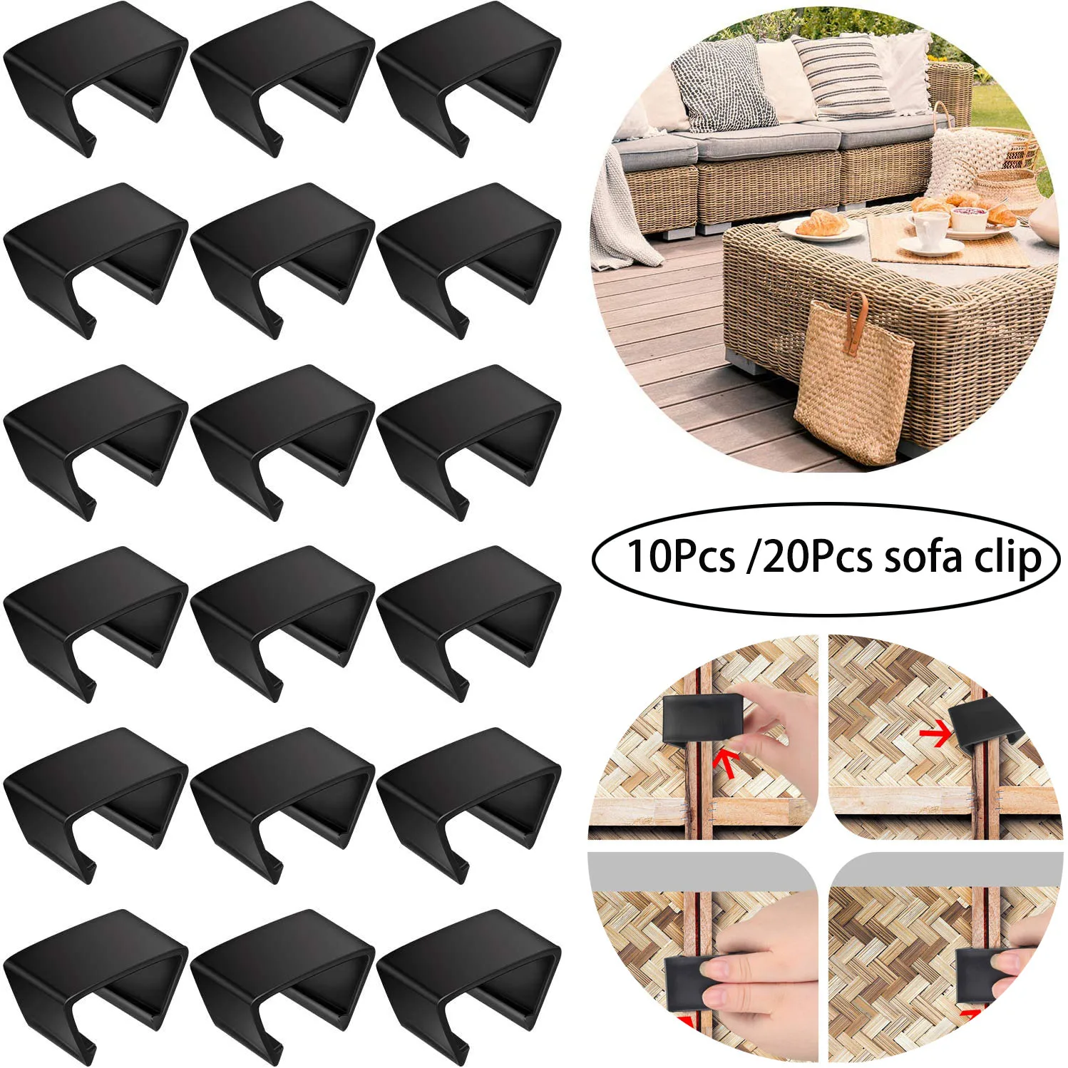 

10/20Pcs/lot Sofa Clips for Connect Rattan Clamps Wicker Chair Sectional Couch Fasteners