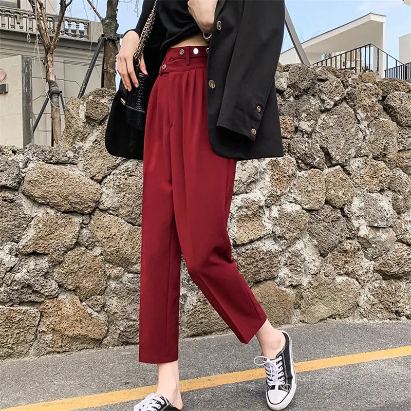 

HziriP New Arrival Harem Pants Solid Stylish All-Match Autumn High Waist Slender Slimming Office Lady Ankle-Length Trousers