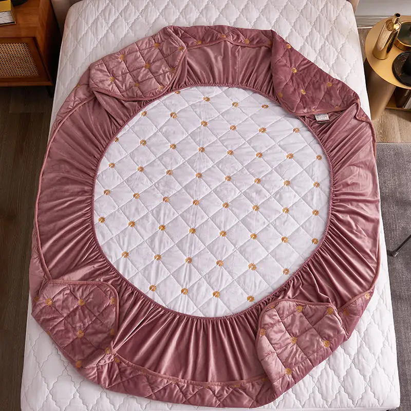 Натяжная простыня для кровати Теплый Бархатный Чехол защита от пыли с изящной