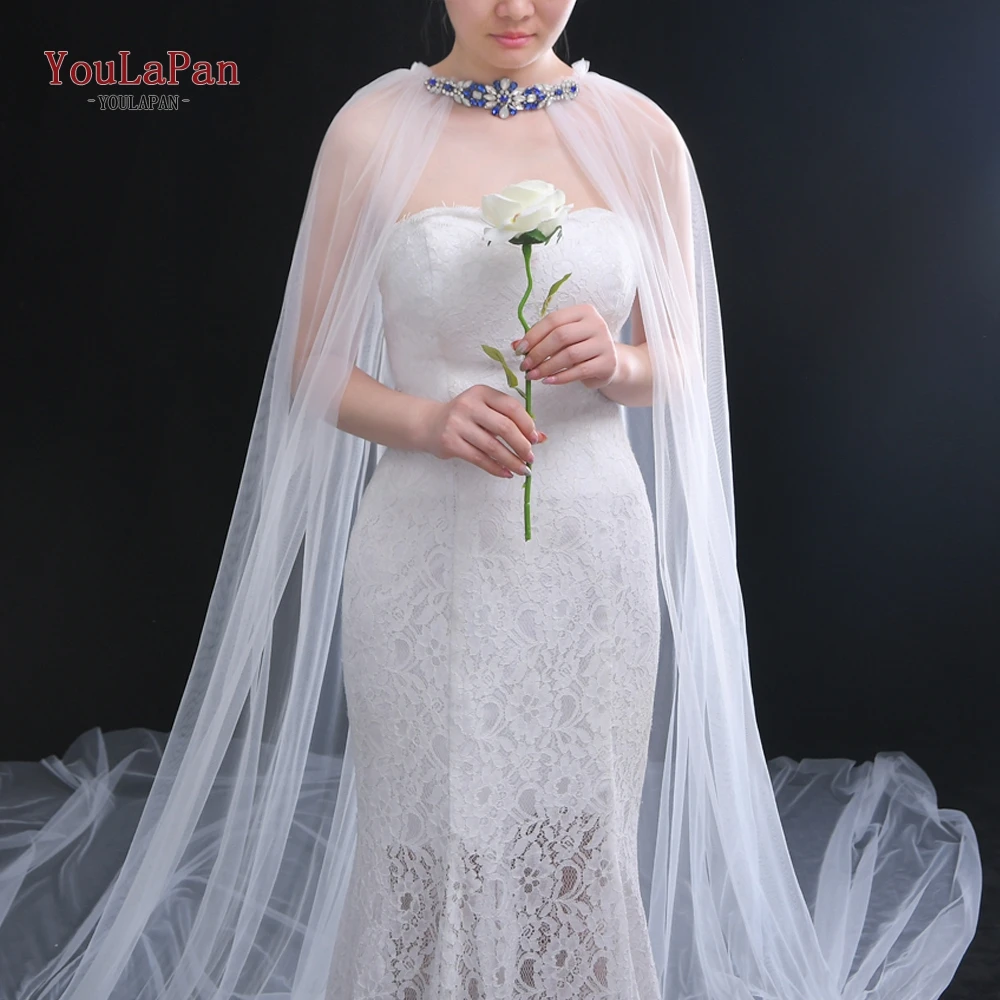 

YouLaPan G28 3 Meters Long Train Shawl Party Coat Women Sleeveless Jacket for Women Wedding Cape Veil White Shawl Women Jackets