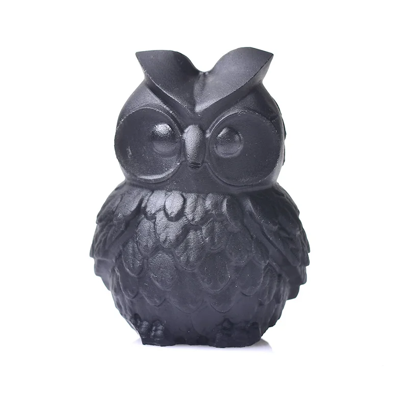 

Натуральный обсидиан, Кварцевая фигурка животного, фигурка совы, резная вручную, украшения, лечебные камни, хрустальное полированное украшение для дома, подарочные поделки