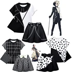 Комплект летней одежды из 3 предметов для девочек, топ с коротким рукавом + юбка + сумка