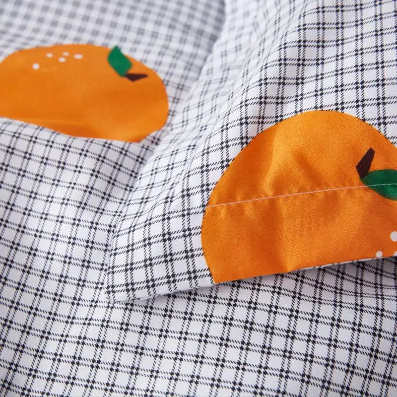 

100% Polyester Yellow fruit printing Style Queen Size Luxury 1 Duvet Cover 1 Flat Bed Sheet 2 Pillowcase 4 Pieces Set