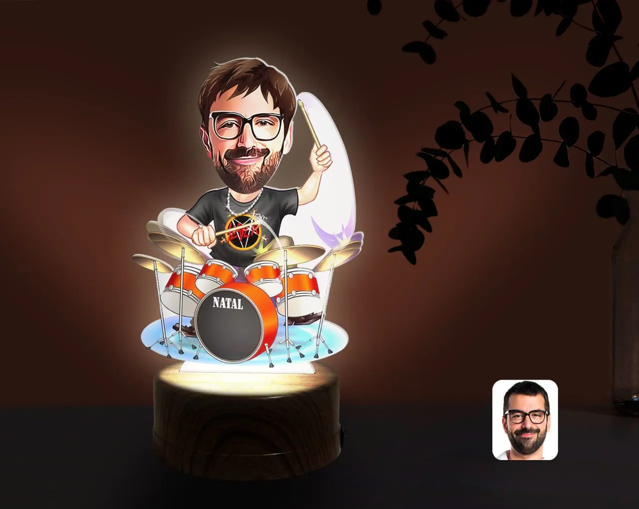 

Персонализированные Для Мужчин 'S Baterist карикатура декоративные 3D брелок светодиодный подсветкой ночного Lambası-1 надежный современный просто...