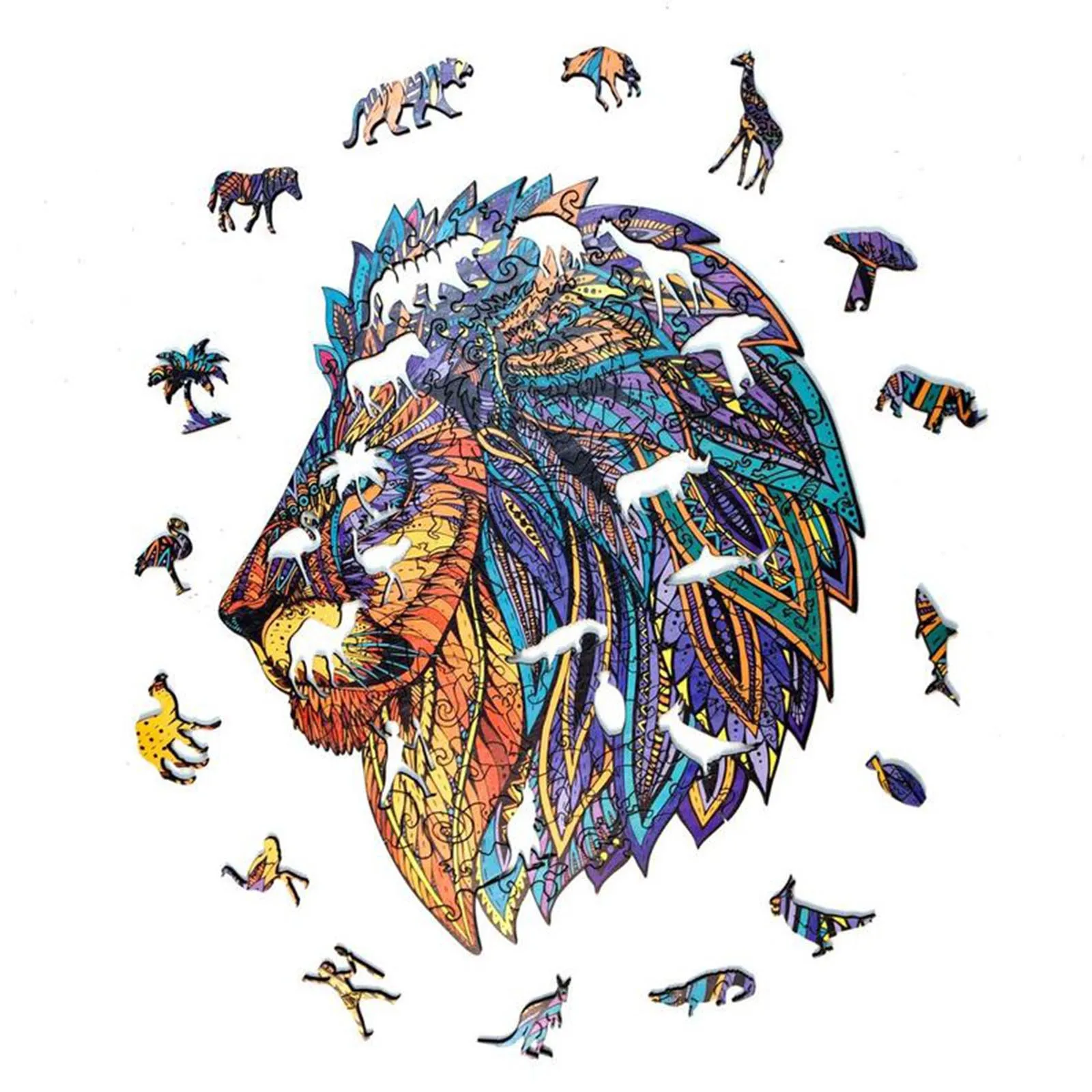 

Unique Wooden Puzzle animal Jigsaw Puzzles Mysterious Wolf Puzzles Gift For Adults Kids Educational Puzzle Gift Interactive Toy