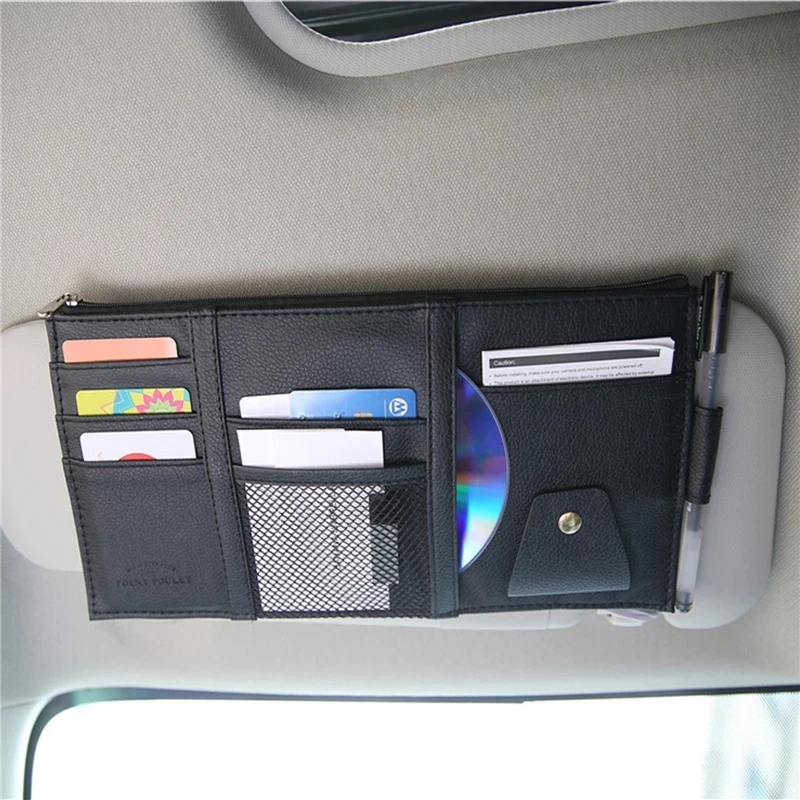 

2 PCS Car Sun Visor Organizer Bill Pen Business Card Holder Organizer Storage Box Sunglass Clip Stowing Tidying Car Accessories