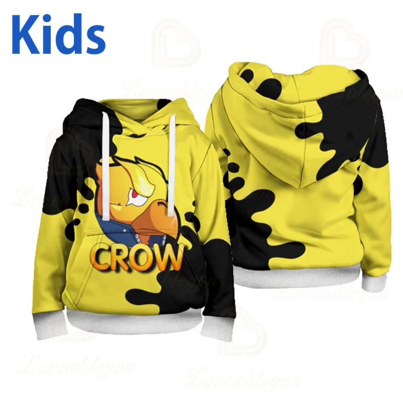 

3T To 18T Children's Sweatshirt 3D Game Stars Crow Hoodie Boys Girls Tops Teen Clothes