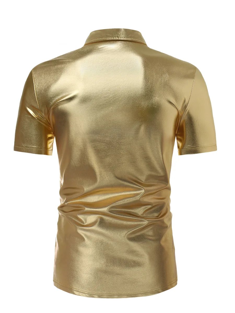 Дизайнерские Блестящие деловые мужские рубашки с глянцевый золотистый