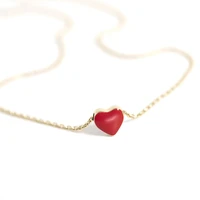 new trend japanese and korean love necklace red drip oil peach heart set small fresh clavicle chain 2021 summer accessories