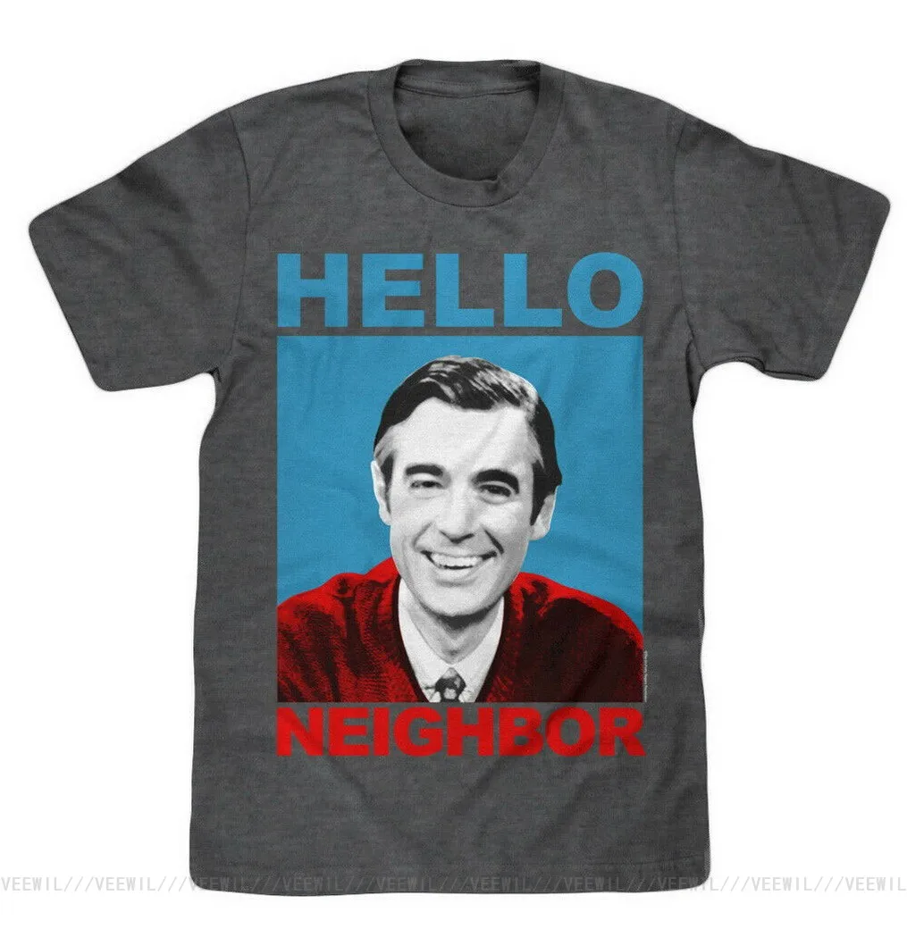 Г н Роджерс район HELLO сосед футболка в мелкую полоску темно серая Ретро ТВ