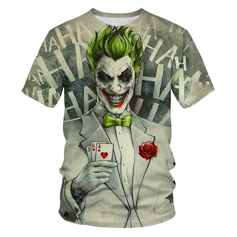 2021New t-shirt men's hip-hop clown print short-sleeved soft material milk silk fabric men and women clothing | Мужская одежда