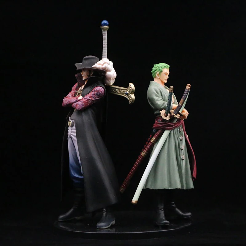 

2PCS 21cm One Piece Figure The Grandline Men Dracule Mihawk Vs Roronoa Zoro PVC Action Figures Collectible Model Toys