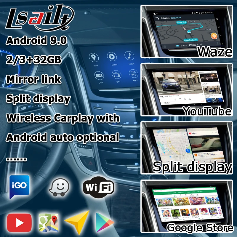 Android / carplay интерфейс коробка для Cadillac SRX XT5 XTS GPS навигация видео mylink CUE intellilink