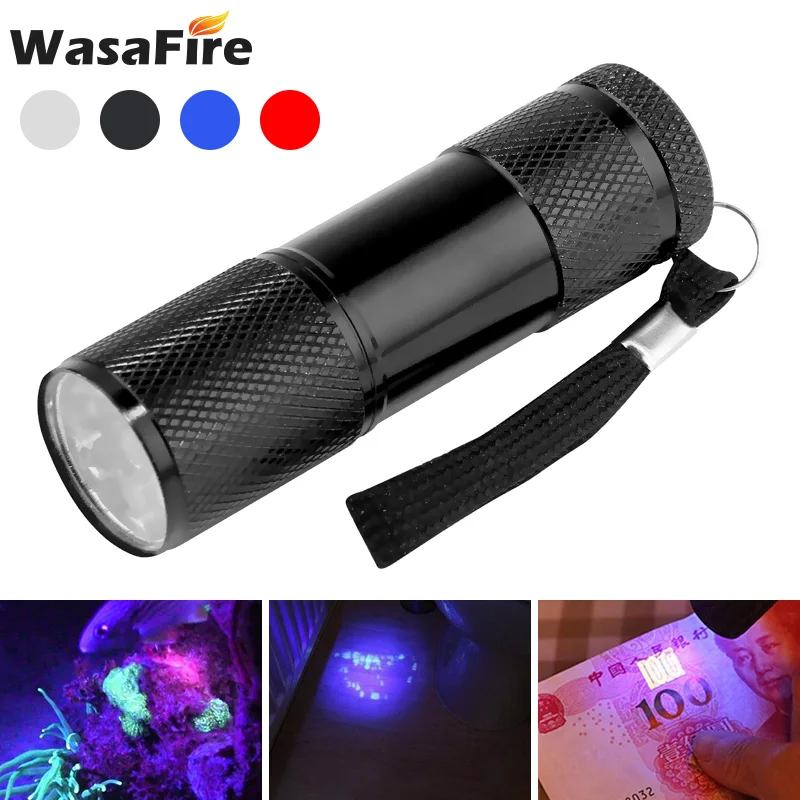 

Mini 9 LED UV Flashlight Ultraviolet Detector Lamp Ultra Violet Invisible Ink Marker Detection Torch Aluminum Alloy Lantern AAA